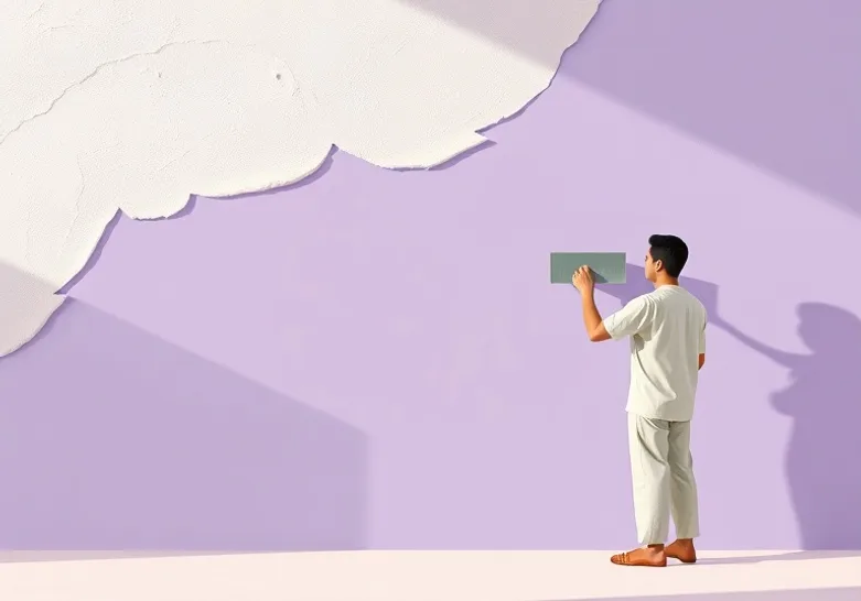Application d'un enduit décoratif à la lisseuse sur un mur